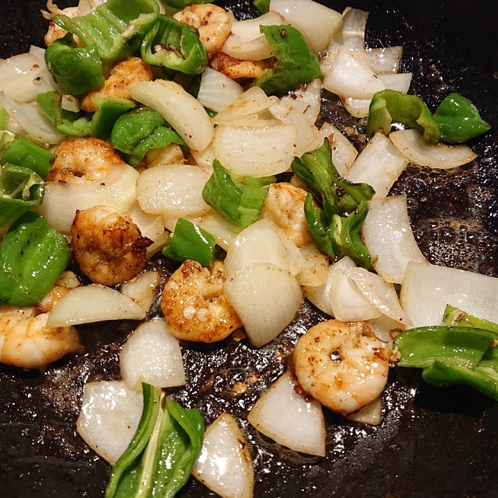 エビと野菜のマヨ炒め